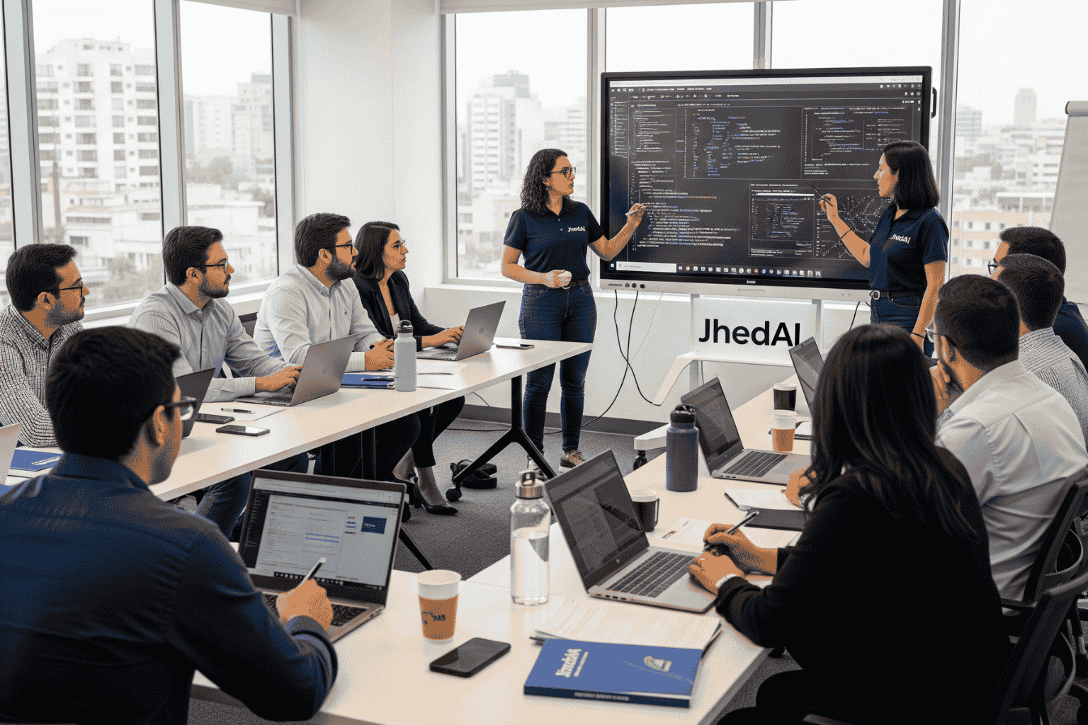 Sesión de capacitación IA en empresa chilena