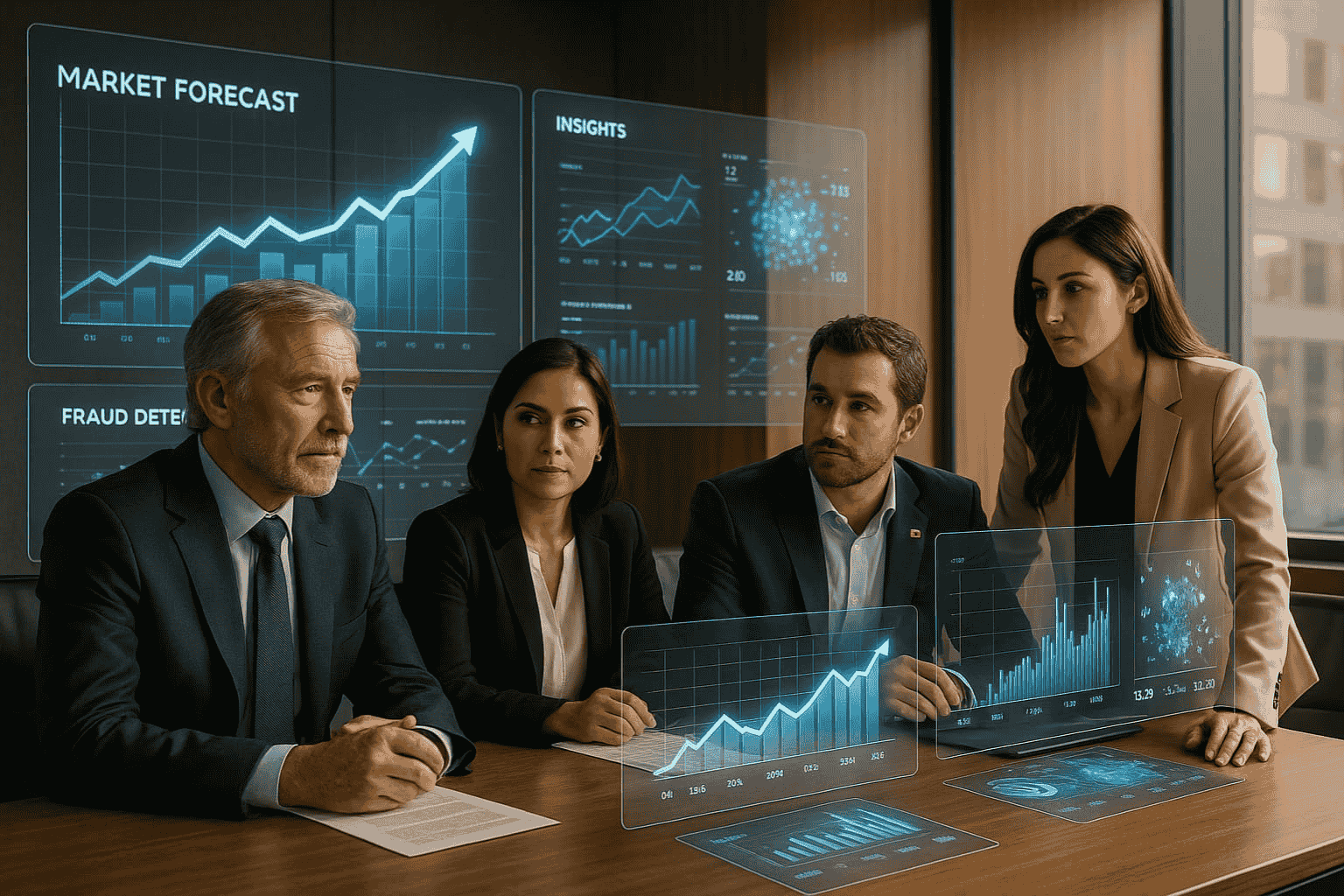 IA para empresas Chile ejecutivos análisis datos toma decisiones inteligencia artificial hologramas